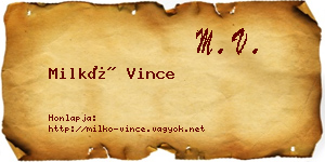 Milkó Vince névjegykártya